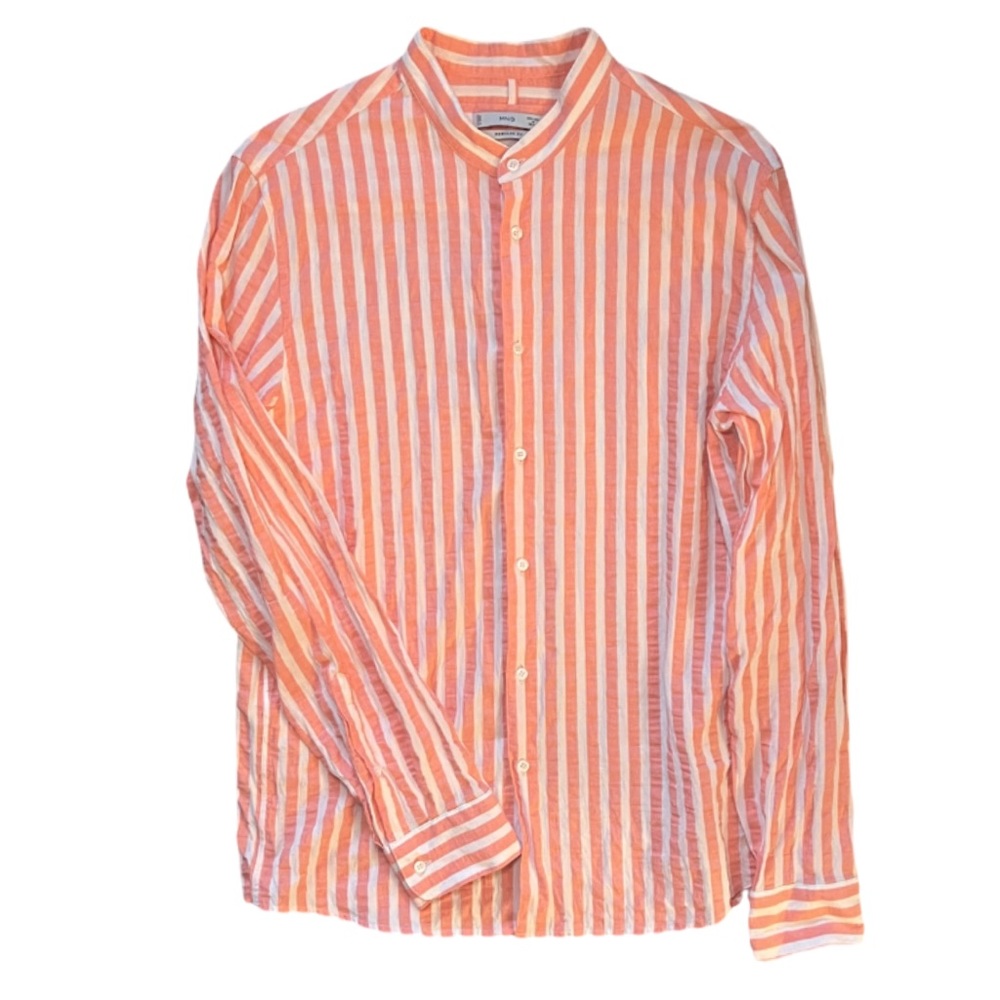 Men’s Seersucker Linen Striped Button up Shirt